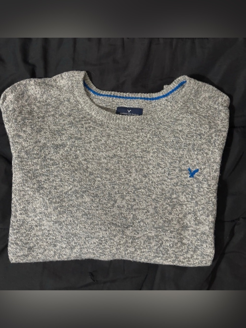 American Eagle Outfitters Gray Crewneck Sweater with Blue Trim